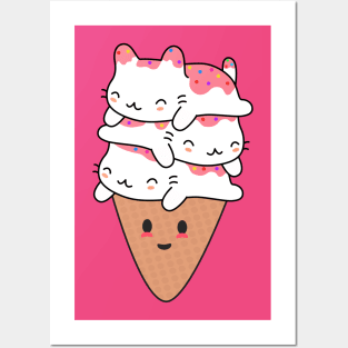 Cat Ice Cream is so kawaii Posters and Art